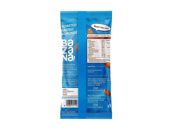 BAZANA Bazana Roasted Salted Almonds 480g|24 Packs,20g Each