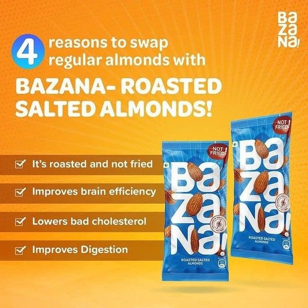 BAZANA Bazana Roasted Salted Almonds 480g|24 Packs,20g Each
