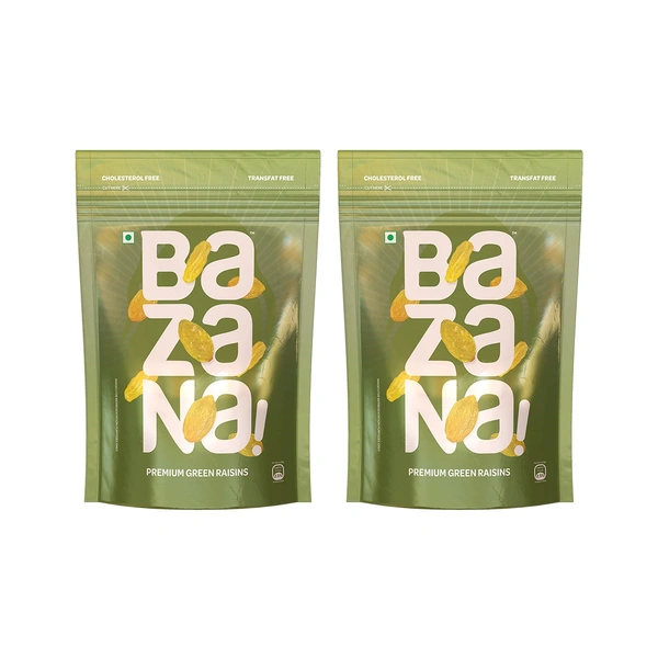 BAZANA Bazana Premium Green Raisins | Dried Grapes | 250g Each Combo Pack