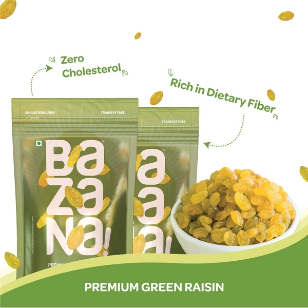 BAZANA Bazana Premium Green Raisins | Dried Grapes | 250g Each Combo Pack