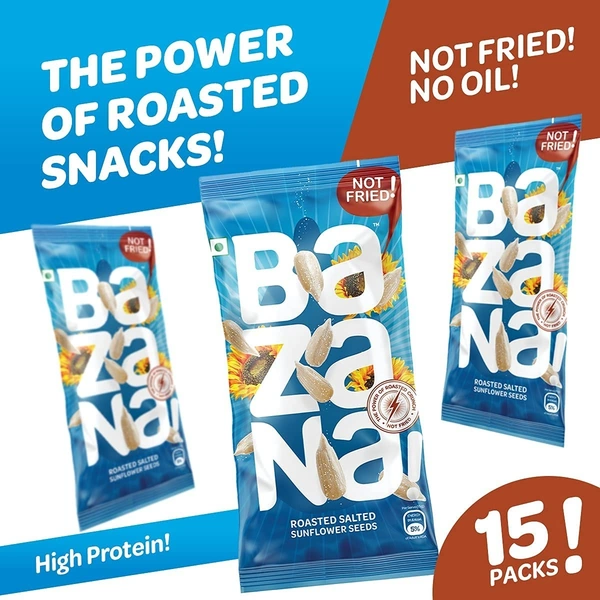 BAZANA Bazana Roasted Salted Sunflower Seeds(528g)|Surajmukhi ke beej | Roasted Salted Seeds Total 24 packs, 22g each pack