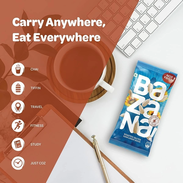 BAZANA Bazana Roasted Salted Sunflower Seeds(528g)|Surajmukhi ke beej | Roasted Salted Seeds Total 24 packs, 22g each pack