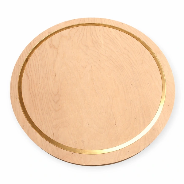 Birch Wood Round base with Golden acrylic ring - 16 Inches
