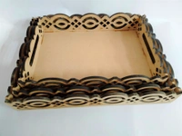 Laser cutwork serving tray - Geometric design