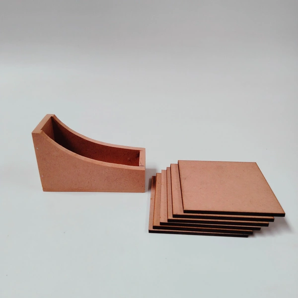 Square Coaster Set With Box Stand - 4