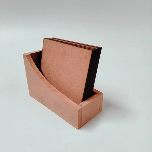 Square Coaster Set With Box Stand - 4