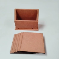 Square Coaster Set With Box Stand - 6