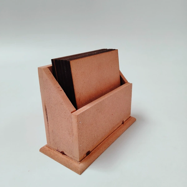 Square Coaster Set With Box Stand - 6