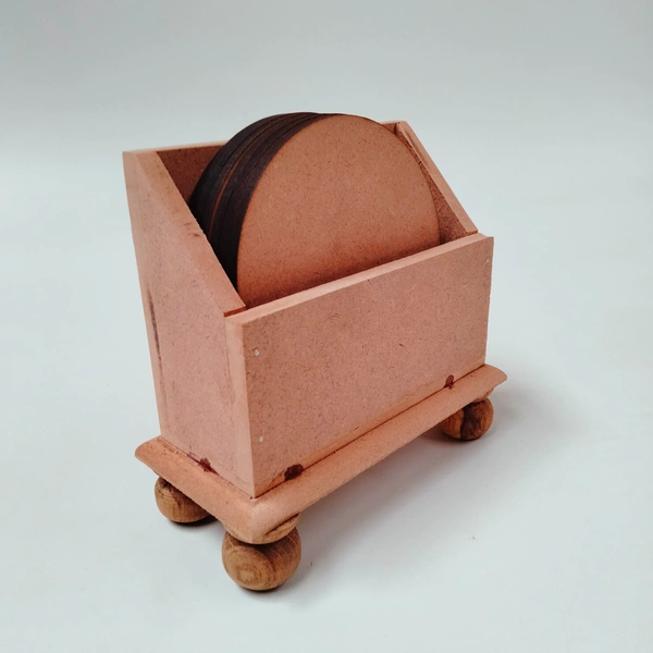 Round Coaster Set With Box Stand With Legs - 6