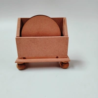 Round Coaster Set With Box Stand With Legs - 6