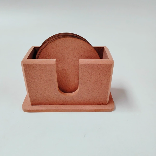 Round Coaster Set With Box Stand - 6