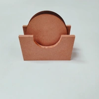 Round Coaster Set With Box Stand - 6