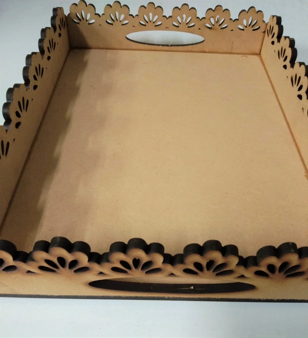 Laser cutwork serving tray - Floral design