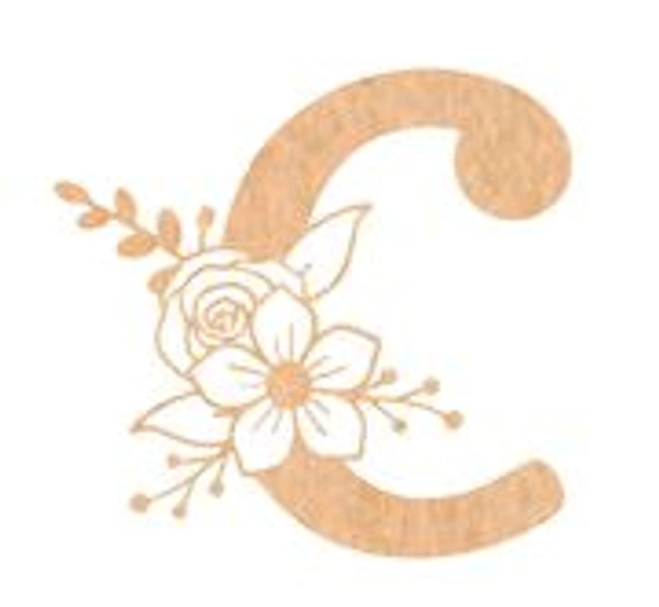 Floral Monogram A-F - 12 inches, C