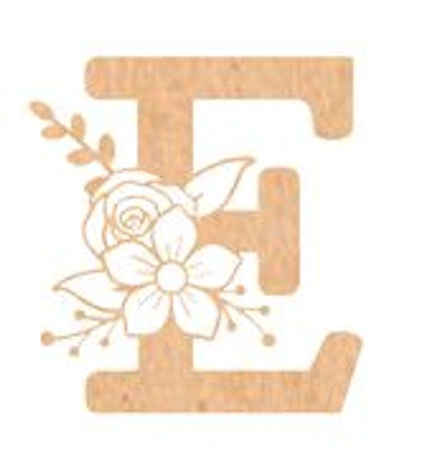 Floral Monogram A-F - 12 inches, E