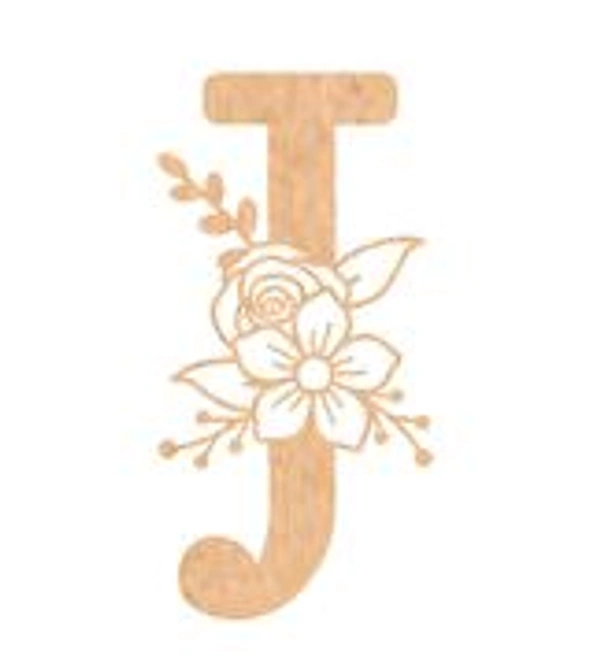 Floral Monogram G-L - 10 inches, J