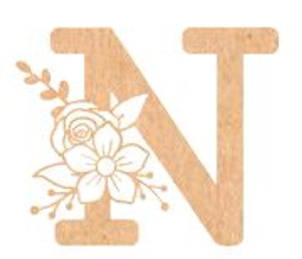 Floral Monogram M-Q - 4 inches, N