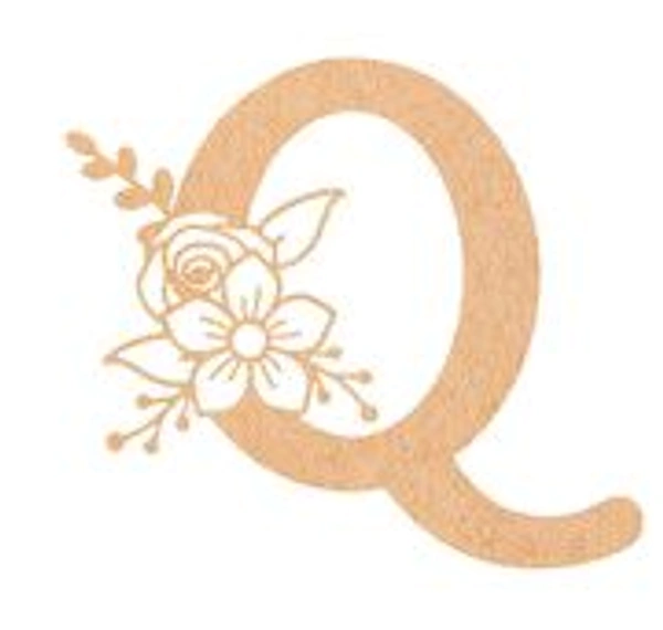 Floral Monogram M-Q - 4 inches, Q