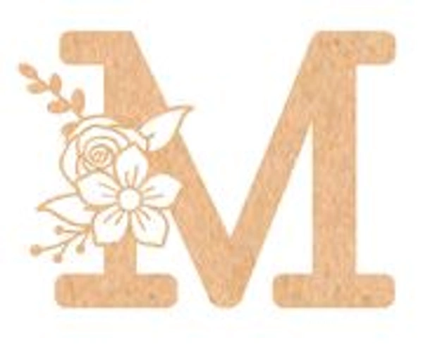 Floral Monogram M-Q - 6 inches, M