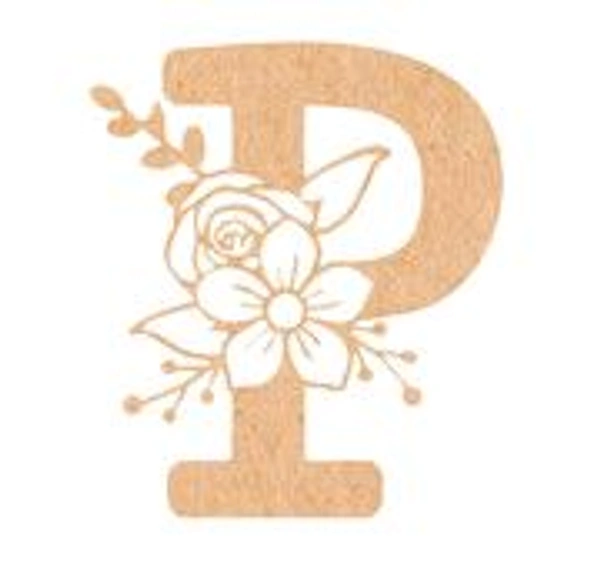 Floral Monogram M-Q - 6 inches, P