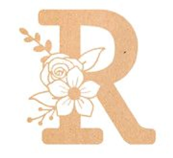Floral Monogram R-V - 4 inches, R