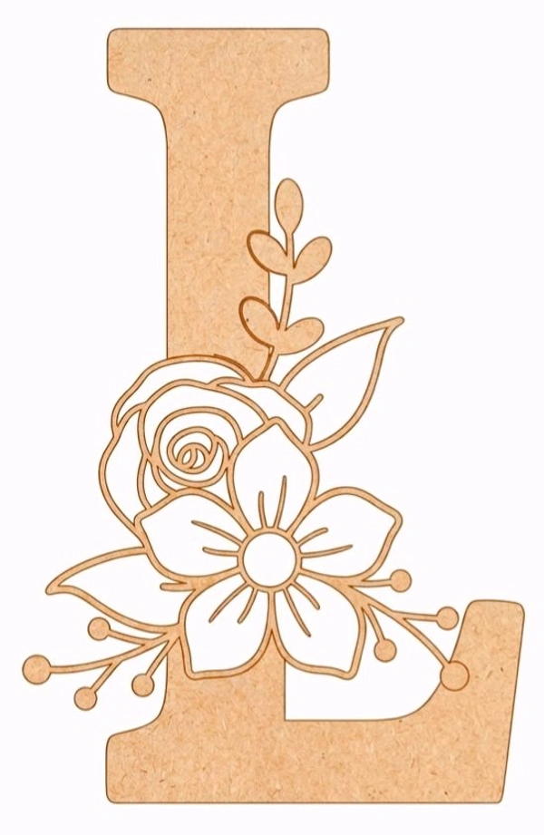 Floral Monogram G-L - 12 inches, L