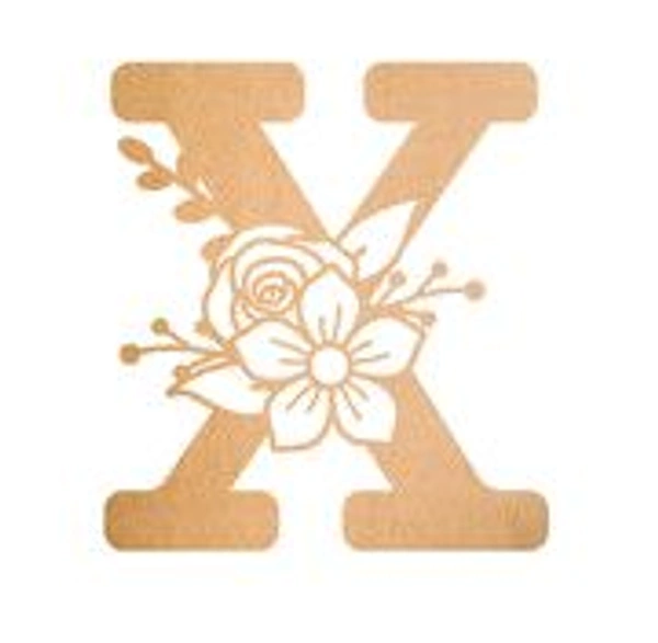 Floral Monogram W-Z - 10 inches, X