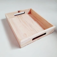Pinewood Tray / Hamper Flat Handle - 8"/8"/2