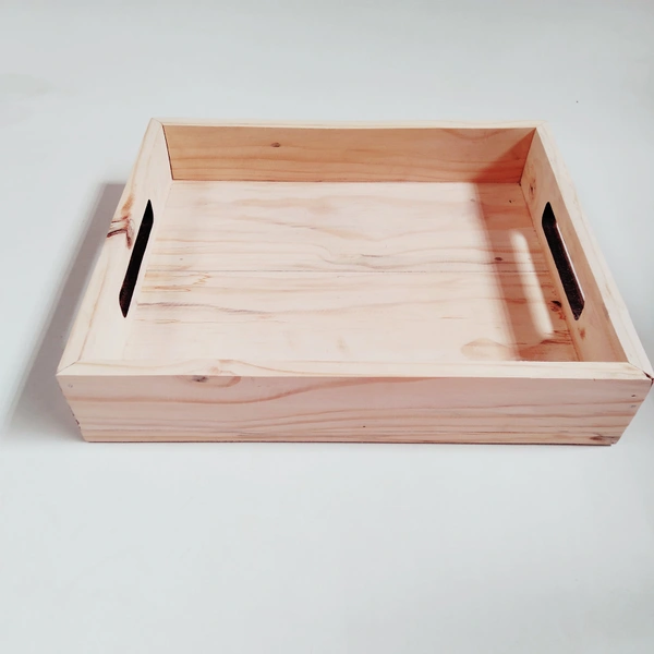 Pinewood Tray / Hamper Flat Handle - 14"/10"/2.5"
