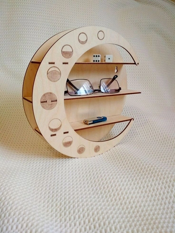 Floating Shelf Moon Shape - 12 Inch / 12 Inch /3