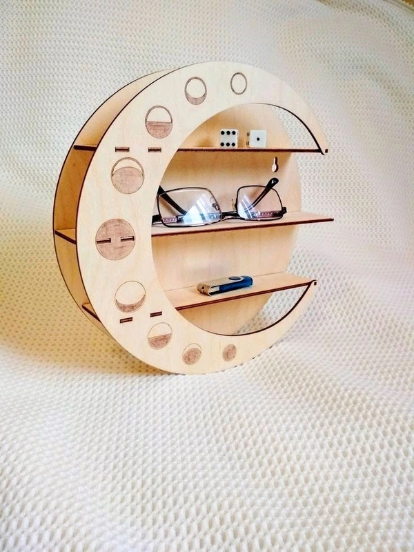 Floating Shelf Moon Shape - 15 Inch / 15 Inch / 4 Inch