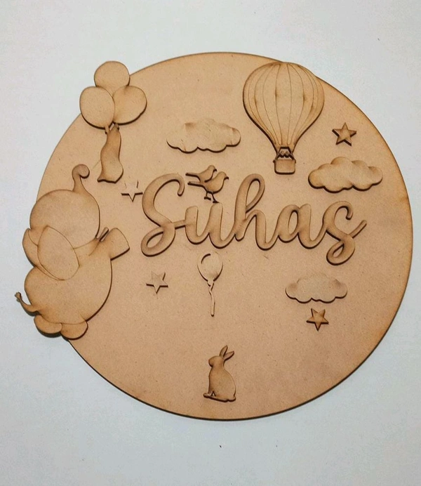 Elephant Themed Kids Name Board