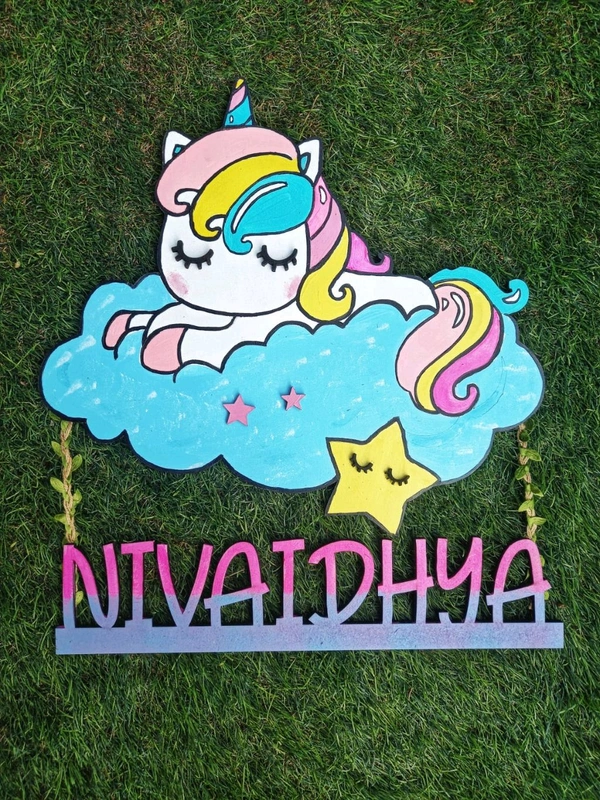 Unicorn Themed Kids Nameboard