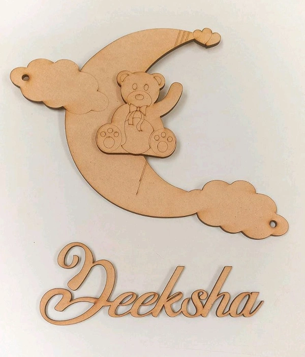 Moon & Teddy Bear Themed Kids Name Board