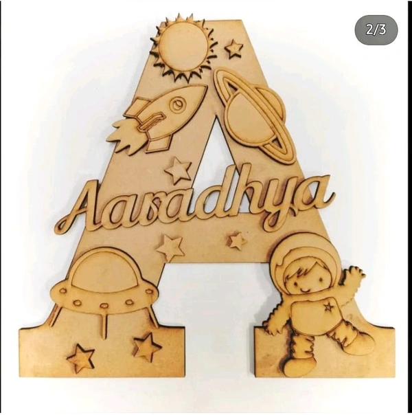 Space Theme Kids Monogram Name Board - 10 Inch