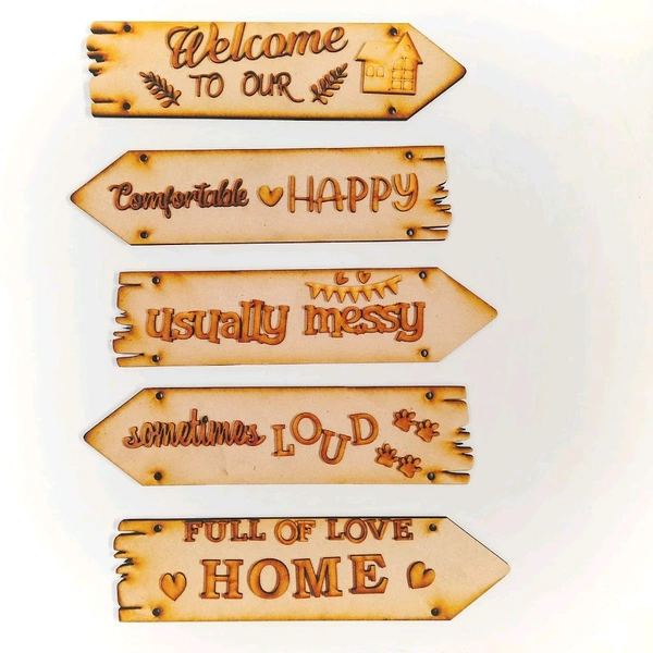 Sentiment Plank Style Family Name Board Welcome To Our - With Rope