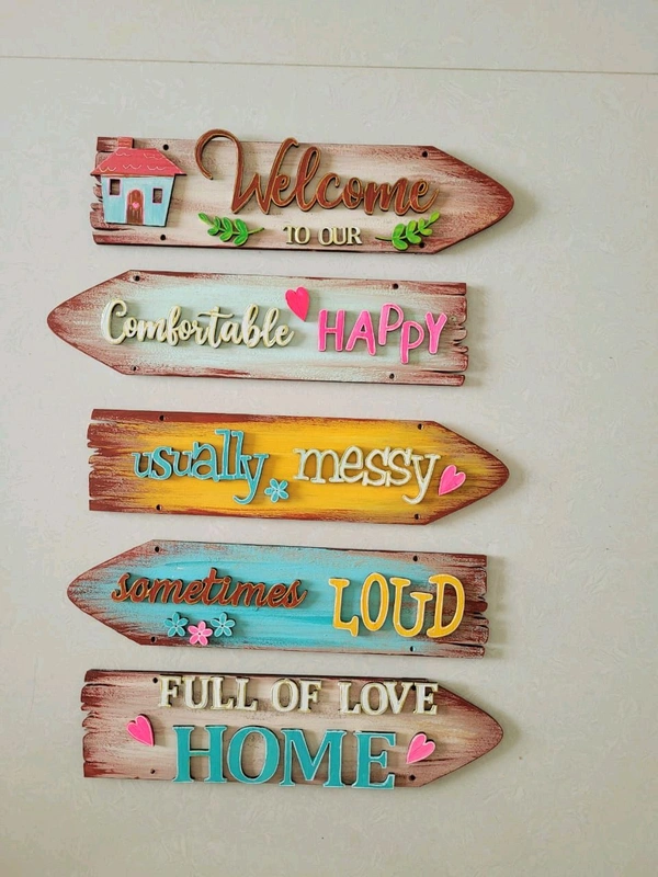 Sentiment Plank Style Family Name Board Welcome To Our - With Rope