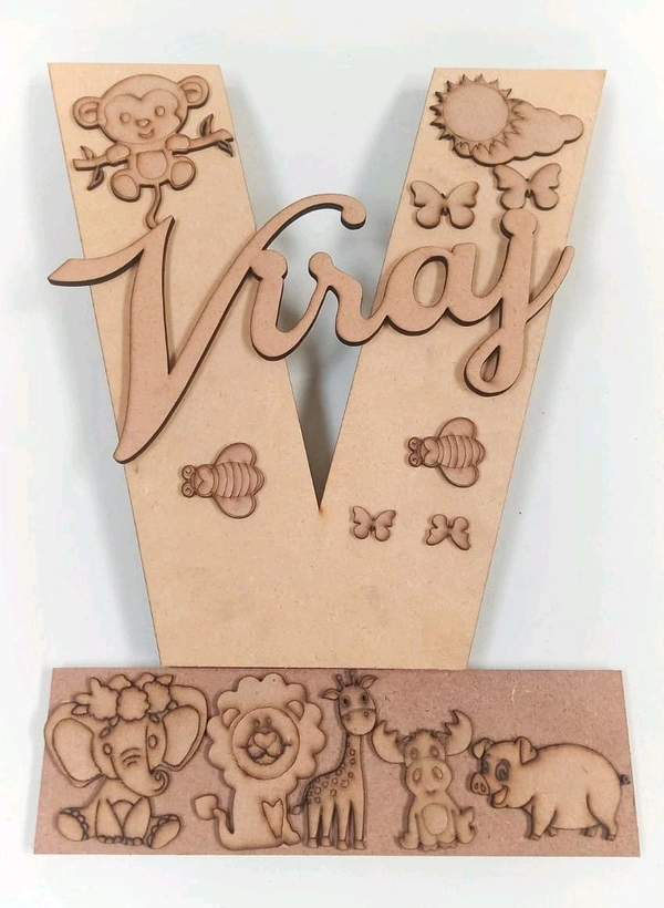 Animal Kingdom Monogram Name Board - 12 Inch