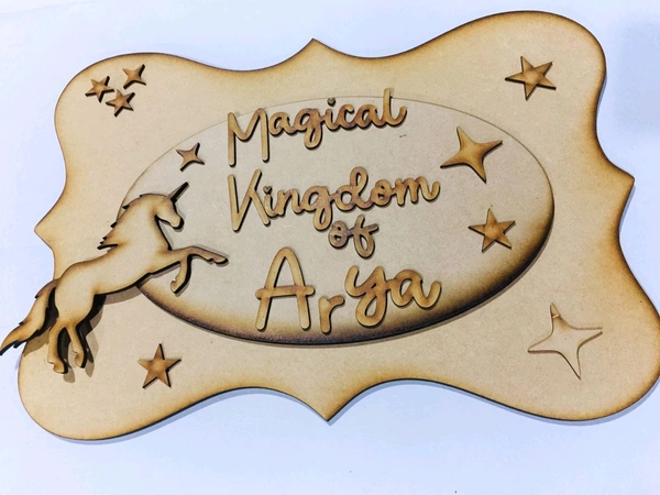 Unicorn Theme Kids Name Board