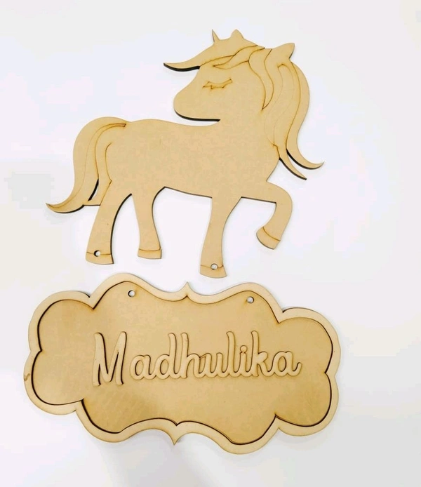 Unicorn Theme Kids Name Board