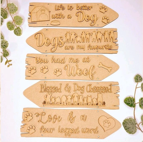 Sentiment Plank Wall Decor Life Is Good With DOG - Without Rope