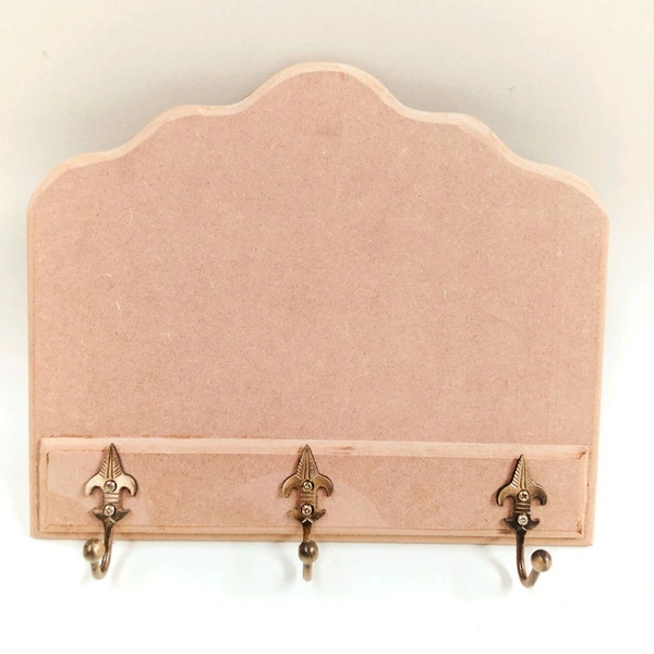 Vintage Key Holder With Brass Hooks - 12 Inch / 10 Inch