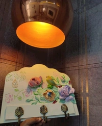 Vintage Key Holder With Brass Hooks - 12 Inch / 10 Inch