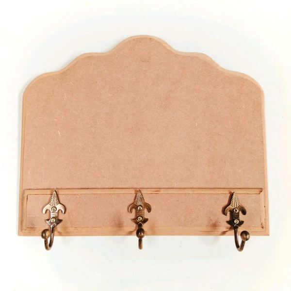 Vintage Key Holder With Brass Hooks - 12 Inch / 10 Inch