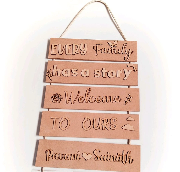 Sentiment Plank Family Name Board - With Rope