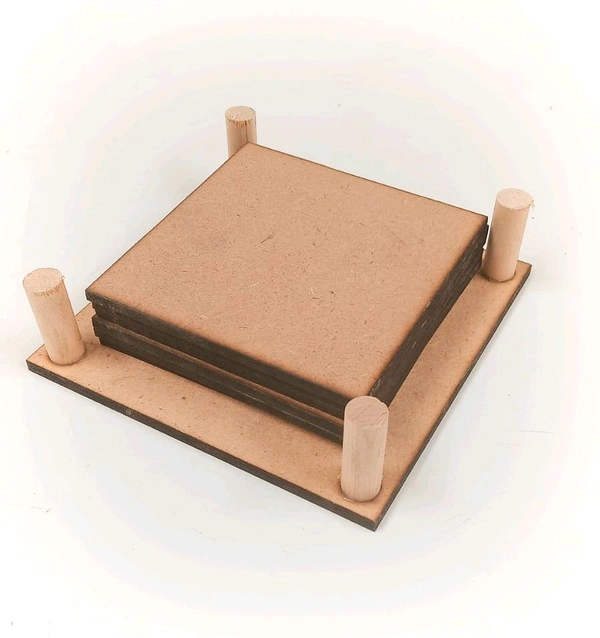 Square Coaster Set With Stand - 4 Coasters