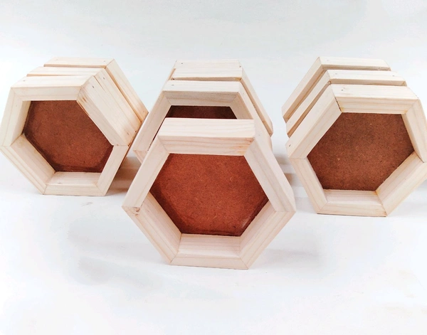 Miniature Wooden Doll Frames - Hexagon - Plain