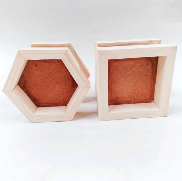 Miniature Wooden Doll Frames - Hexagon - Plain