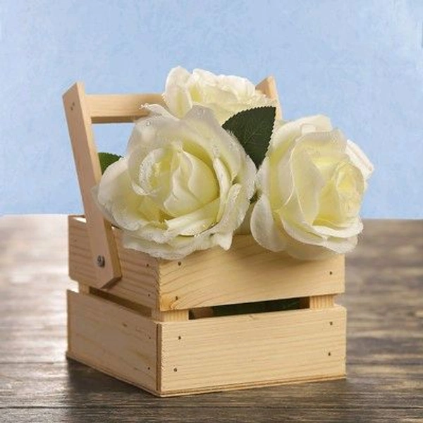 Pinewood Mini Baskets / Planter Box With Handle - 6 x 6 x 8 Inches