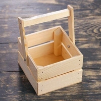 Pinewood Mini Baskets / Planter Box With Handle - 6 x 6 x 8 Inches